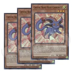 Yugioh Crystal Beast Ruby Carbuncle x 3 - 1st Edition Ultra Rare NM - Free Holo - Image 1