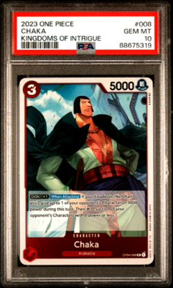 2023 One Piece CCG OP-04 Kingdoms of Intrigue #8 Chaka PSA 10 Gem Mint POP 9 - Image 1