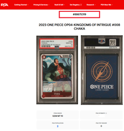 2023 One Piece CCG OP-04 Kingdoms of Intrigue #8 Chaka PSA 10 Gem Mint POP 9 - Image 3