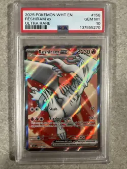 Pokemon TCG Reshiram EX Full Art Ultra Rare Card #158/086 Sv: White Flare PSA 10 - Image 1