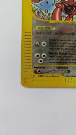 2002 Pokemon Scizor 7/12 BOX TOPPER Jumbo Card Reverse Holo Aquapolis - Image 4