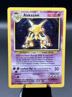 1999 Pokemon TCG Alakazam Base Set Holo Unlimited Rare Card 1/102 LP/MP - Image 1