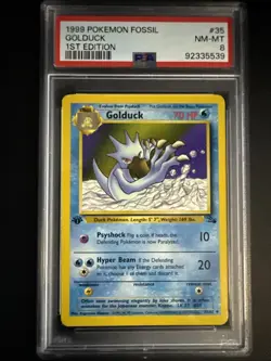 Pokemon Card Golduck 35/62 1st Edition Fossil Set 1999 PSA 8 NM-MT - Image 1