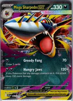 Mega Sharpedo ex 061/094 ME02: Phantasmal Flames - Pokemon Card - NM - Image 1
