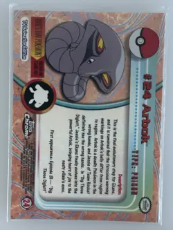 2000 Topps Chrome Pokemon Arbok #24 Base Card - TV Animation Edition - Image 2