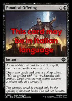 MTG FANATICAL OFFERING FOIL EXC - OFFERTA FANATICA 105 - LCI - MAGIC - Image 1