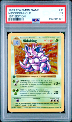 PSA 5 1999 Base Set 1st Edition Shadowless Nidoking 11/102 Holo Foil Pokemon - Image 1