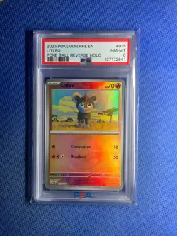 2025 POKEMON PRE EN-PRISMATIC EVOLUTIONS POKE BALL REVERSE HOLO LITLEO PSA 8 - Image 1