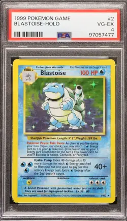 1999 POKEMON BASE SET UNLIMITED #2 / 102 BLASTOISE HOLO - PSA 4 - Image 1