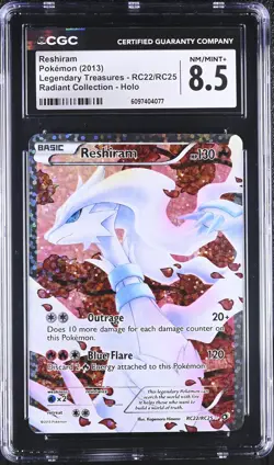 CGC 8.5 Reshiram RC22/RC25 Radiant Holo Legendary Treasures Pokemon Card - Image 1