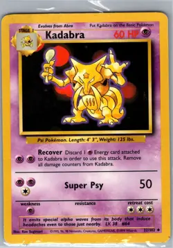 Kadabra 32/102 Non Holo Base Set - Pokemon Card - NM - Image 1