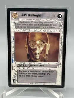 Star Wars CCG SWCCG Premiere Card C-3PO (See-Threepio) LP Black Border - Image 1