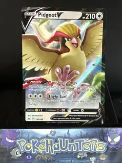 Pokemon Card Pidgeot V 137/196 Lost Origin ULTRA RARE HOLO NM - Image 1