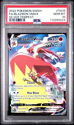 Blaziken VMAX PSA 10 English Pokemon Card TG15 Silver Tempest Alternate Art 2022 - Image 1