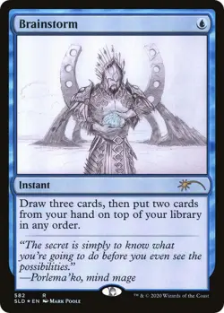 BRAINSTORM x1 - FOIL - sketch art - secret lair mtg magic - Image 1