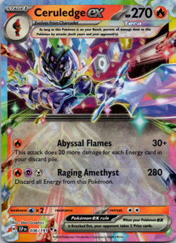 Ceruledge ex 036/191 Double Rare Pokemon TCG SV08: Surging Sparks NM - Image 1