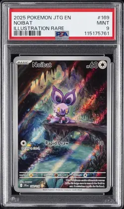 2025 POKEMON JTG EN-JOURNEY TOGETHER ILLUSTRATION RARE #169 NOIBAT PSA 9 - Image 1