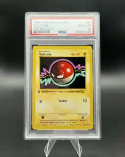 PSA 10 Voltorb 1st Edition Shadowless Base Set English Pokemon Card #67 Gem Mint - Image 1