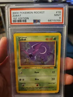 2000 Pokemon 1st Edition Rocket #70 Zubat PSA 9 Mint - Image 1