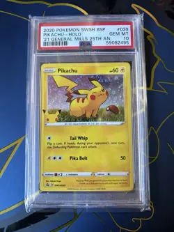 2020 Pokemon PSA 10 Pikachu-Holo SWSH BSP ‘21 General Mills 25th An. #039 - Image 1