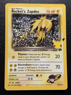 Pokemon TCG Rocket's Zapdos Celebrations: Classic Collection 15/132 Holo NM - Image 1