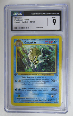 1999 Pokemon Fossil Omastar 40/62 1st Edition CGC 9 - Image 1