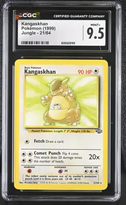 CGC 9.5 MINT+ Kangaskhan 1999 Jungle 21/64 Pokemon Card - Image 1