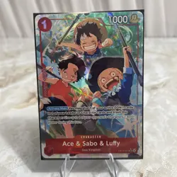 SUPER RARE Alt Art - Ace & Sabo & Luffy - Op13-007 One Piece Card Game - Image 1