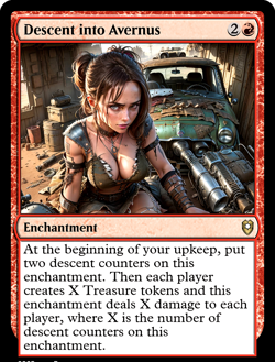 DESCENT INTO AVERNUS : altered-art card for use with MTG : w- hot, busty babe! - Image 1