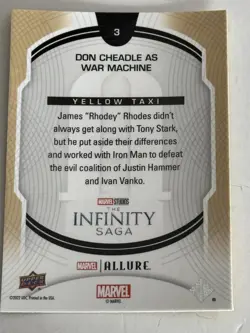 DON CHEADLE AS WAR MACHINE #3 YELLOW TAXI Marvel Allure Collectible Card - Image 2