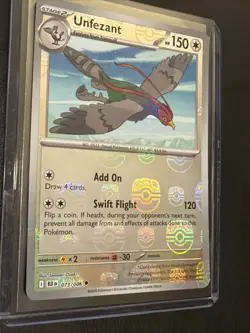 Unfezant 073/086 Pokemon Black Bolt Master Ball Reverse Holo Card NM Condition - Image 4