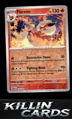 Reverse Holofoil Flareon 136/165 Pokemon Rare SV: Scarlet & Violet 151 Card NM - Image 1