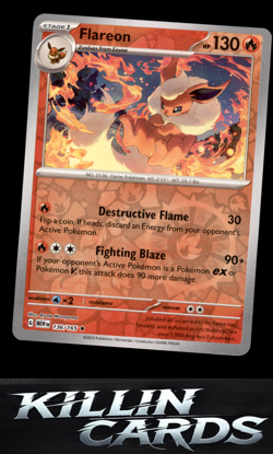 Reverse Holofoil Flareon 136/165 Pokemon Rare SV: Scarlet & Violet 151 Card NM - Image 1