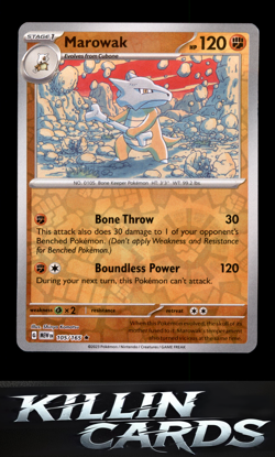 Reverse Holofoil Marowak 105/165 Pokemon Rare SV: Scarlet & Violet 151 Card NM - Image 1