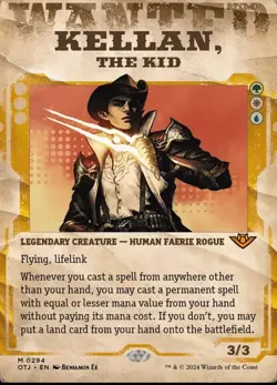 MTG Outlaws of Thunder Junction WANTED POSTER M Kellan, the Kid #0294 - Image 1