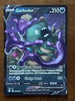 Pokemon TCG Garbodor V 100/203 SWSH07: Evolving Skies Holo NM - Image 1