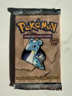 1999 Pokemon WOTC Fossil Unlimited Booster Pack Vintage Sealed TCG Lapras. - Image 1