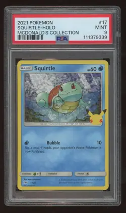 2021 POKEMON MCDONALD'S COLLECTION #17 SQUIRTLE-HOLO PSA 9 - Image 1