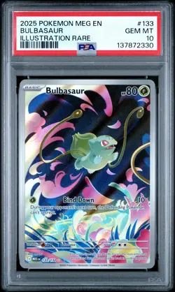 2025 POKEMON MEG EN-MEGA EVOLUTION ILLUSTRATION RARE #133 BULBASAUR PSA 10 - Image 1