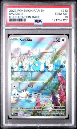 2023 POKEMON PAR EN-PARADOX RIFT #213 SWABLU ILLUSTRATION RARE PSA 10 - Image 1