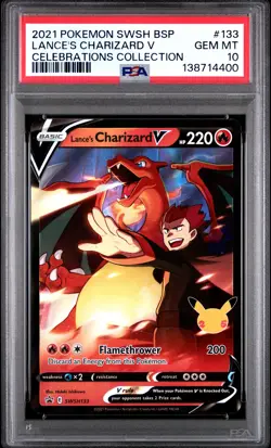 2021 POKEMON SWSH PROMO CELEBRATIONS COLLECTION LANCE'S CHARIZARD V PSA 10 - Image 1