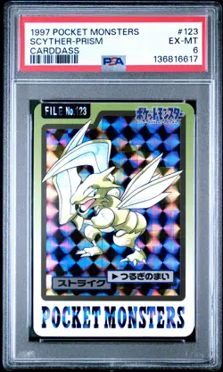 1997 POCKET MONSTERS CARDDASS #123 SCYTHER-PRISM PSA 6 - Image 1