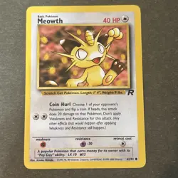 Meowth Team Rocket 62/82 Wizards Pokemon TCG Unlimited Common Non Holo - Image 1
