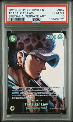 2023 ONE PIECE KINGDOMS OF INTRIGUE SPECIAL ALT ART #047 TRAFALGAR LAW PSA 10 - Image 1