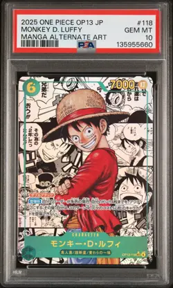 2025 ONE PIECE JPN CARRYING ON HIS WILL MANGA ALT ART MONKEY D. LUFFY PSA 10 - Image 1
