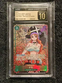 CGC 10 PRISTINE Japanese One Piece 2022 Nami OP02-036 Paramount War Alt Art - Image 1