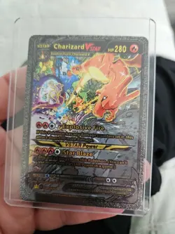 Charizard VStar Black Foil Fan Art Vinyl Pokemon HP280 Textured Collector Card - Image 1