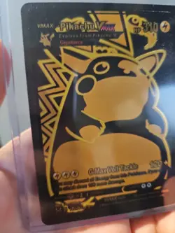 Pikachu Vmax Black Foil Fan Art Vinyl Textured Collector Pokemon Card - Image 3