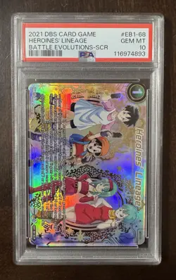 Dragon Ball Super Card Game Heroines Lineage EB1-68 SCR Battle Evolution PSA 10 - Image 1