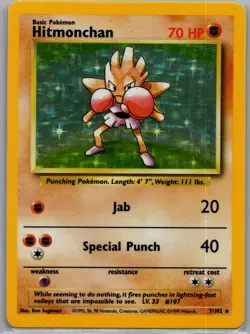 Hitmonchan 7/102 Holo Base Set - Pokemon Card - LP - Image 1